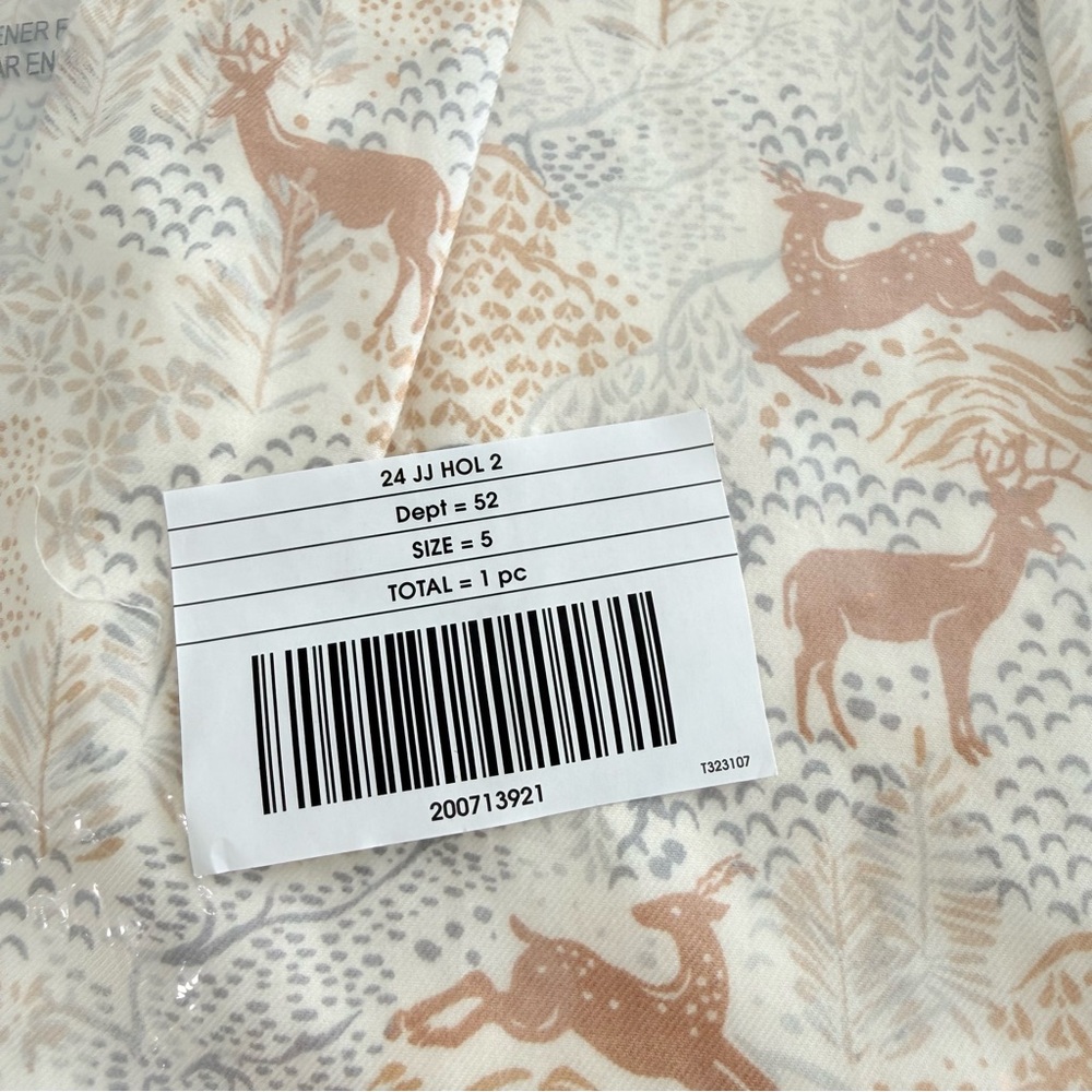 JANIE & JACK CREAM TAN BROWN DEER PRINT LONG SLEEVE TWILL DRESS - Picture 8 of 9